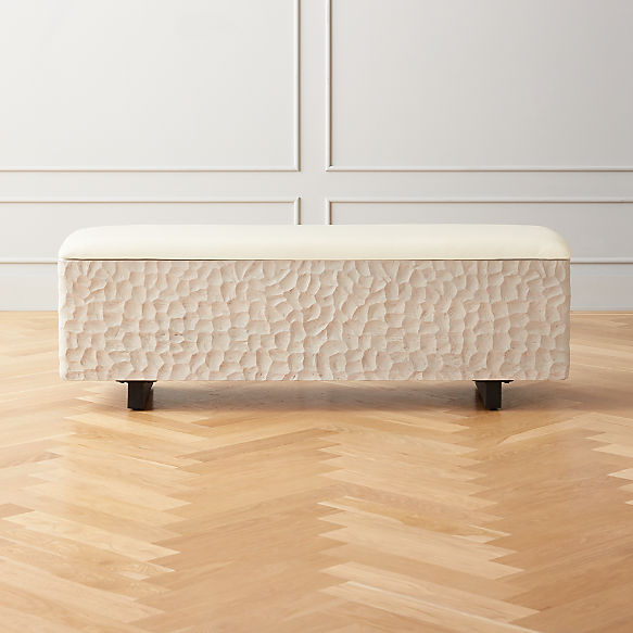 Carve Ivory Storage Bench thumbnail 4