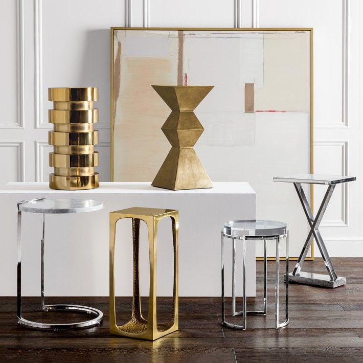Marble And Metal Accent Table thumbnail 2
