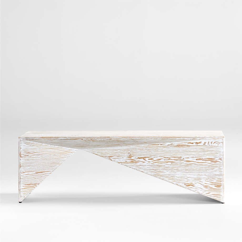 Nord White Wood Entryway Bench thumbnail 2