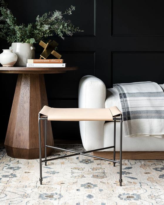 Edwin Leather Ottoman thumbnail 5