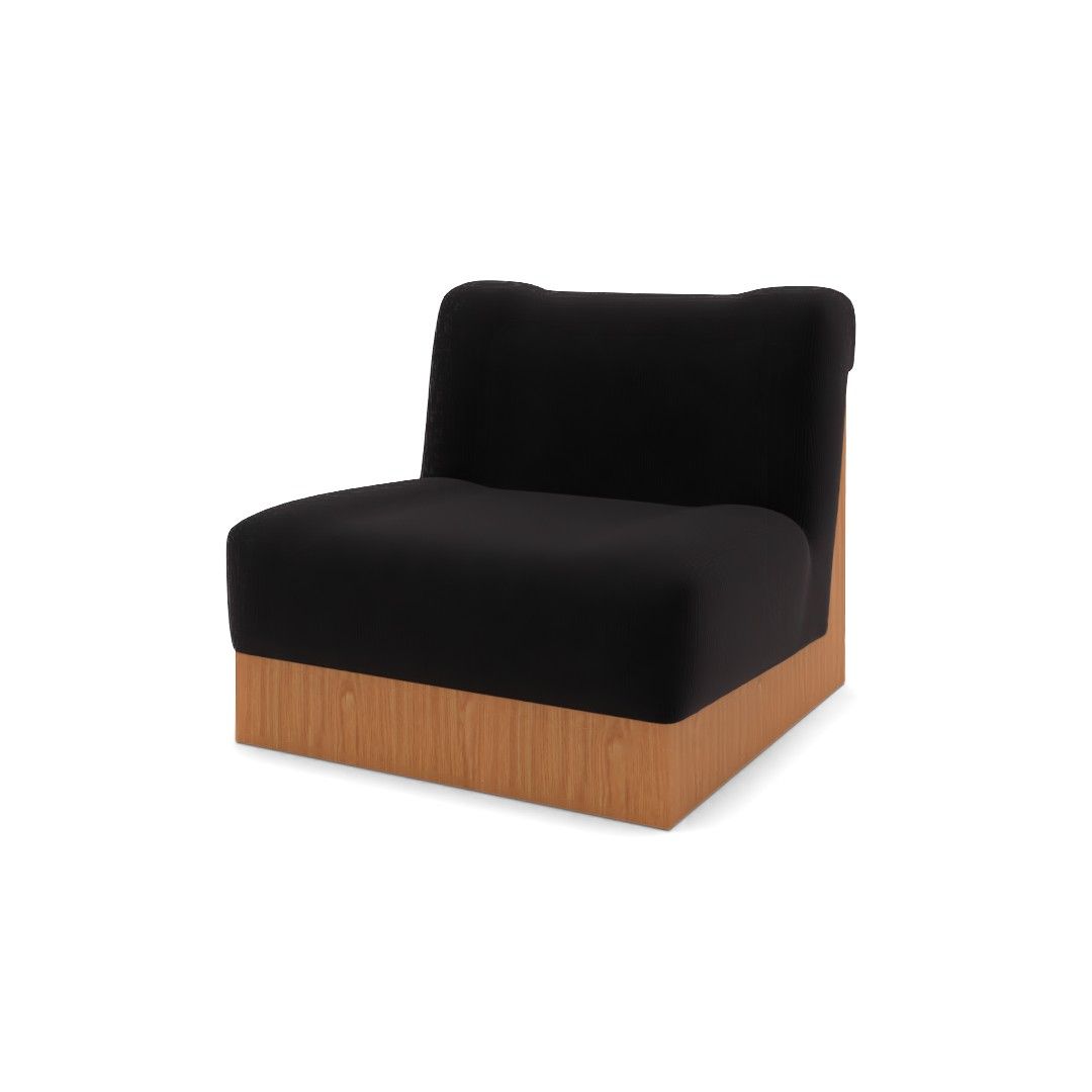 Vaneri Black Corduroy Armless Chair thumbnail 3