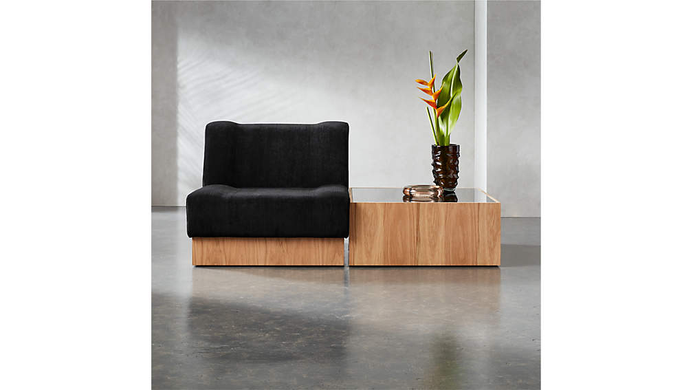 Vaneri Black Corduroy Armless Chair thumbnail 4