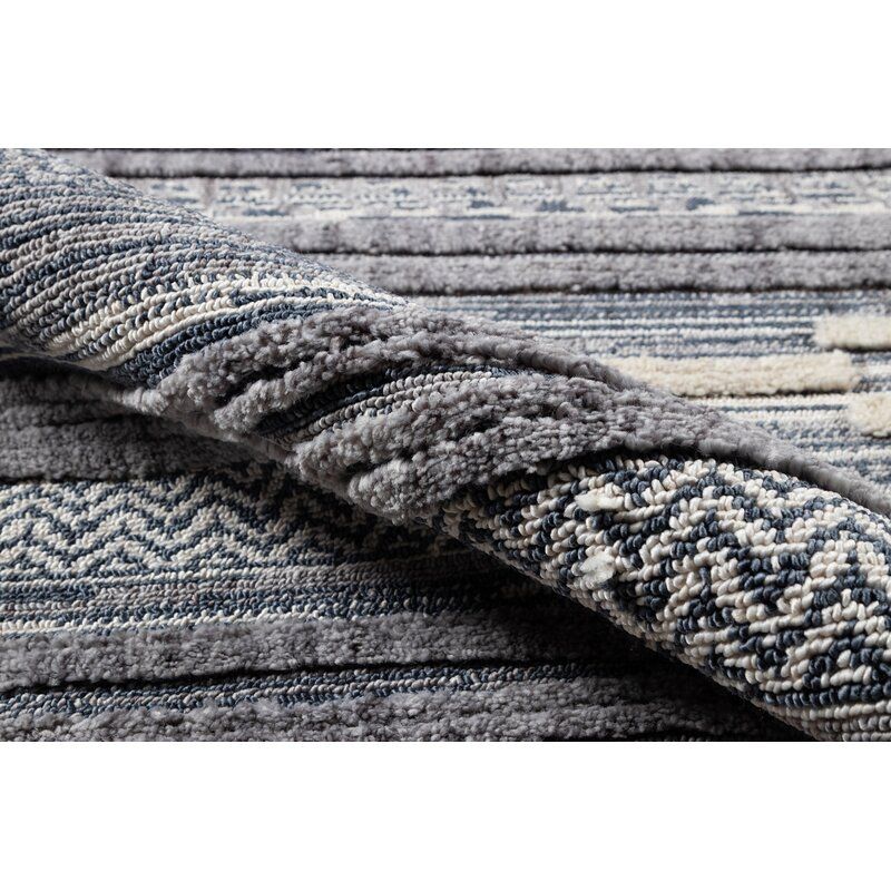 Adhnan Striped Blue Gray Ivory Area Rug-7'10"x10'10" thumbnail 2