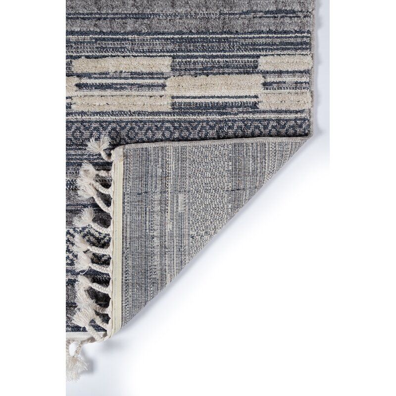 Adhnan Striped Blue Gray Ivory Area Rug-7'10"x10'10" thumbnail 4