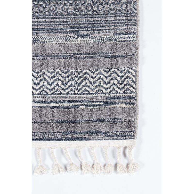 Adhnan Striped Blue Gray Ivory Area Rug-7'10"x10'10" thumbnail 5