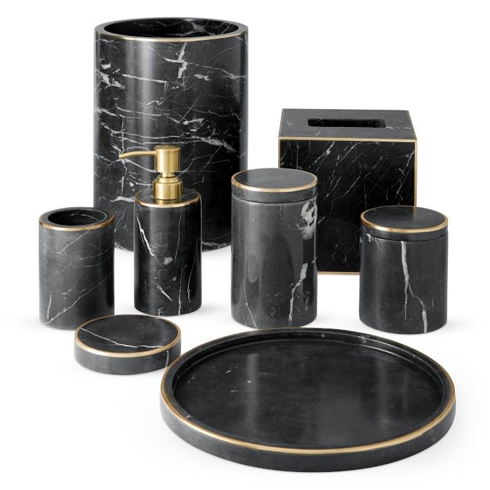 Black Marble and Brass Tissue Holder thumbnail 2