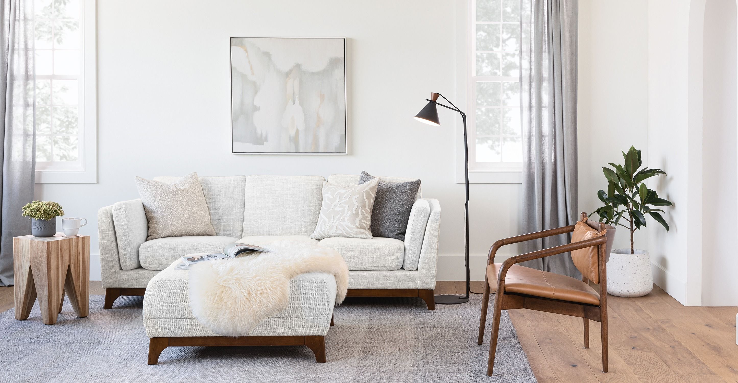 Ceni Fresh White Ottoman thumbnail 2