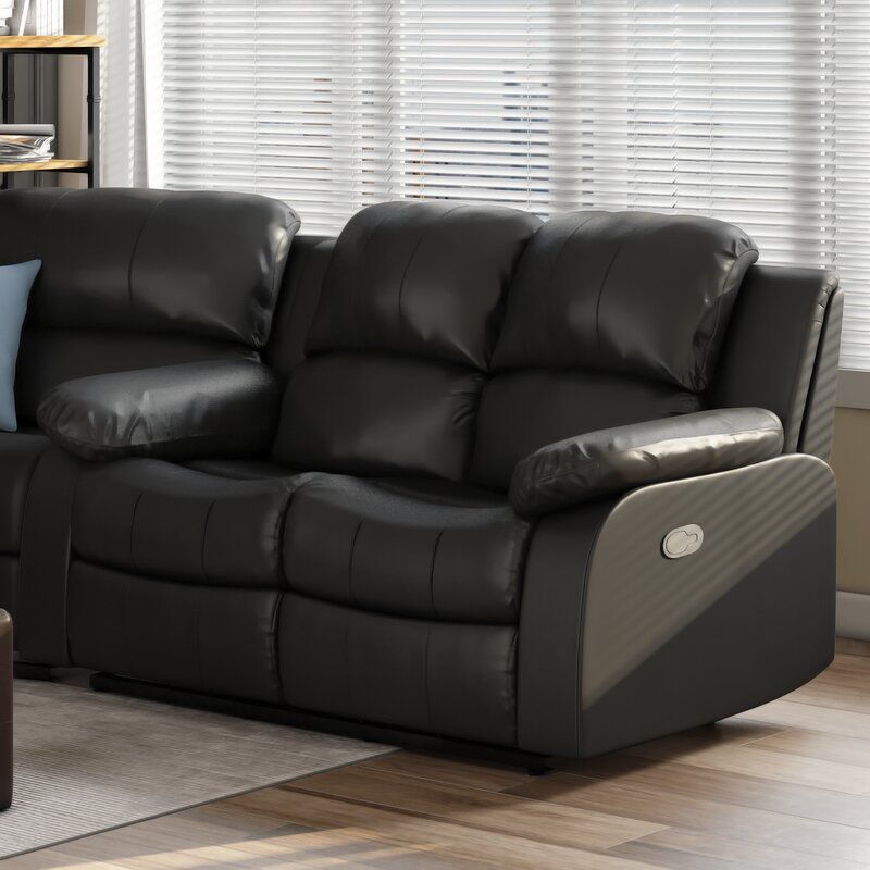 Malec Faux Leather Pillow Top Arm Reclining Loveseat thumbnail 6