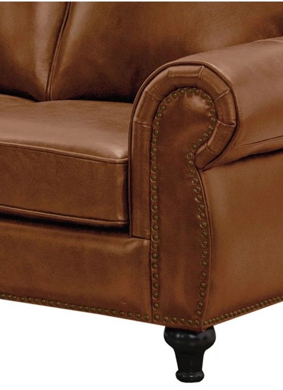 Mehmud Genuine Leather Rolled Arm Sofa thumbnail 3