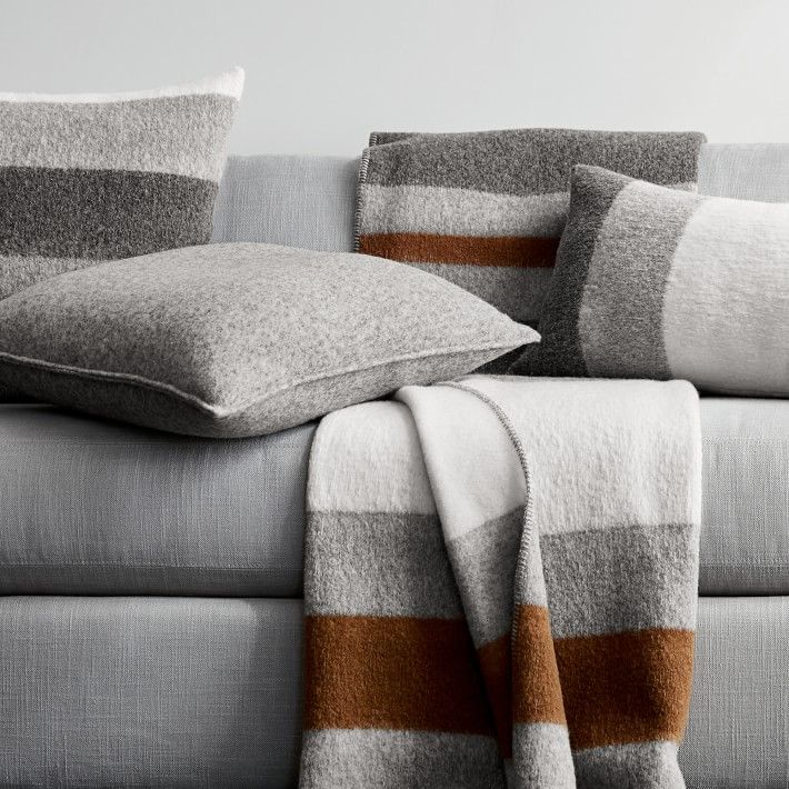 Italian Boiled Wool Solid Pillow Cover With Insert-22"x22" thumbnail 2