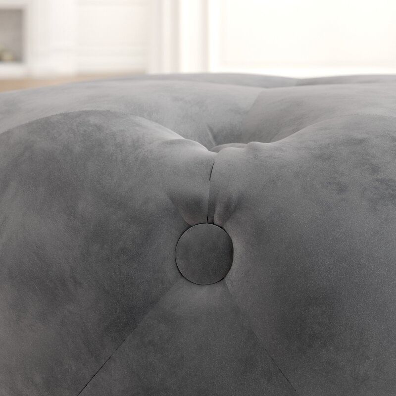  Olivios Wide Velvet Tufted Round Standard Ottoman thumbnail 3