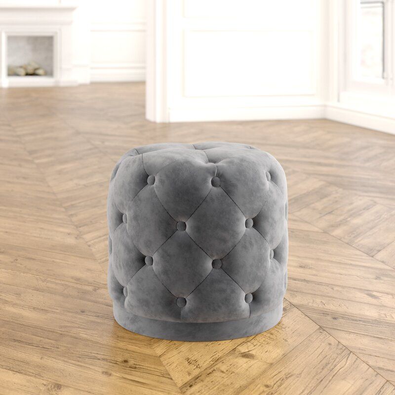  Olivios Wide Velvet Tufted Round Standard Ottoman thumbnail 2