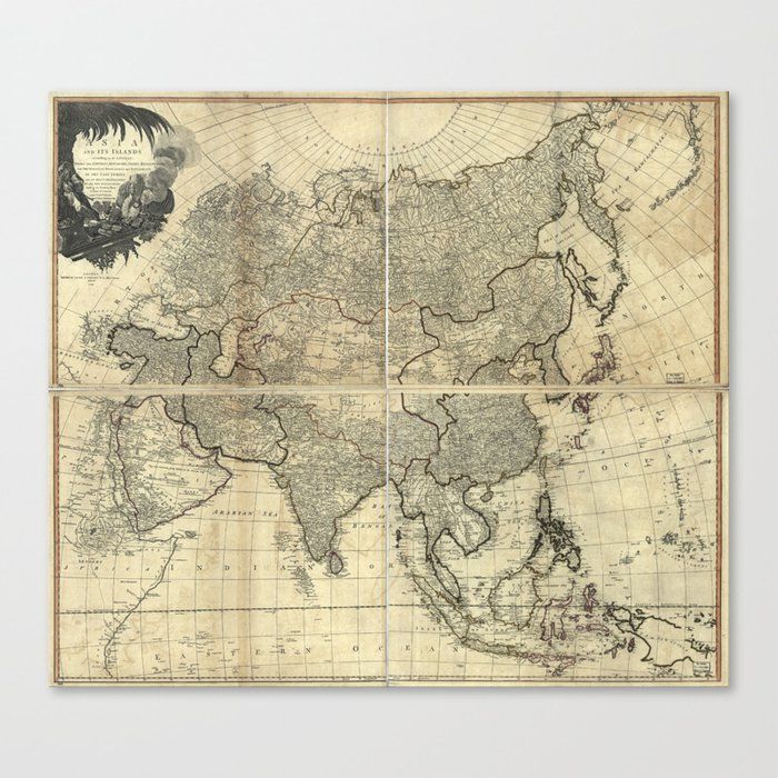 Danville Wall Map of Asia Canvas Print Unframed-27"x24" thumbnail 2