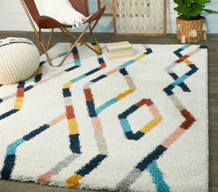 Modern Geometric Lines Shag Rug - 7x10 thumbnail 2