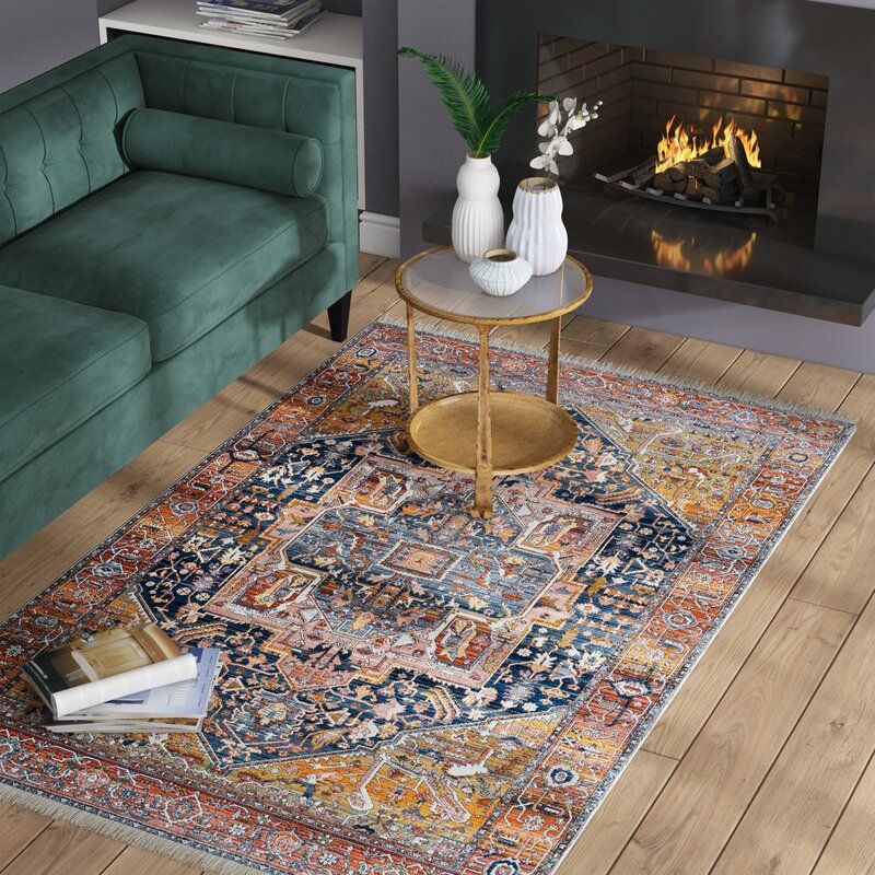 Cann Oriental RustBrickNavy Area Rug-8'x10' thumbnail 3