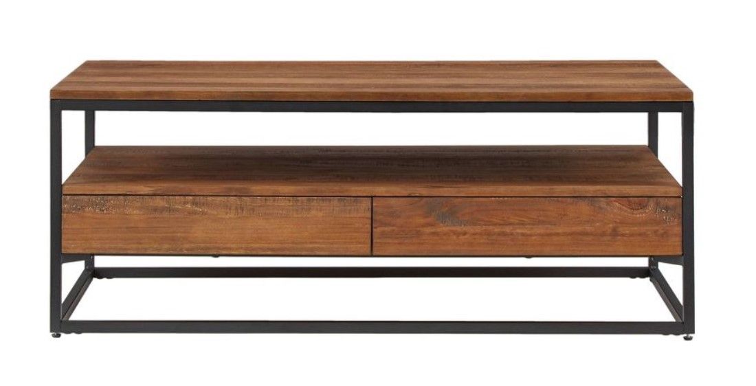 Felicia Rustic Industrial MetalWood Cocktail Table Brown thumbnail 3