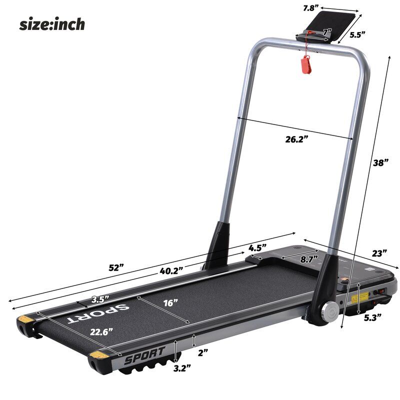Horizontally Foldable Electric Treadmill Motorized Running Machine thumbnail 4
