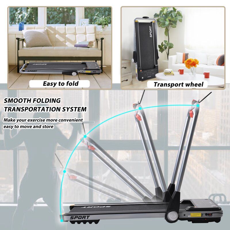 Horizontally Foldable Electric Treadmill Motorized Running Machine thumbnail 5