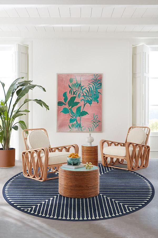 Jonathan Adler Inkdrop Lapis Blue Round Rug-6'x6' thumbnail 3