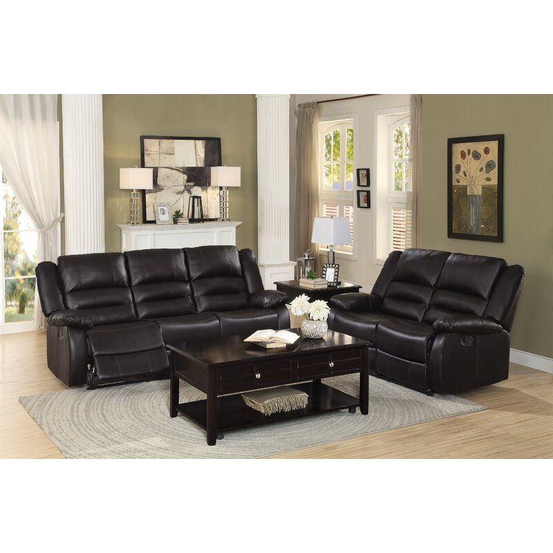 Jianyu Faux Leather Pillow Top Arm Reclining Loveseat thumbnail 4