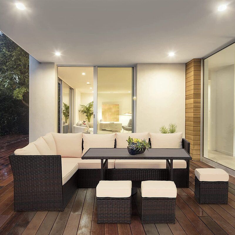 Hinesville Wicker Rattan Seating Group with Cushions thumbnail 2