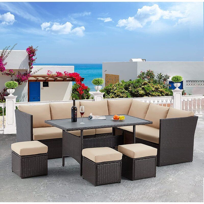 Hinesville Wicker Rattan Seating Group with Cushions thumbnail 3