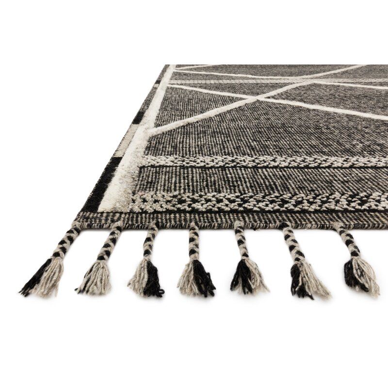 Easley Beige Black Hand Knotted Area Rug-7'9"x9'9" thumbnail 4