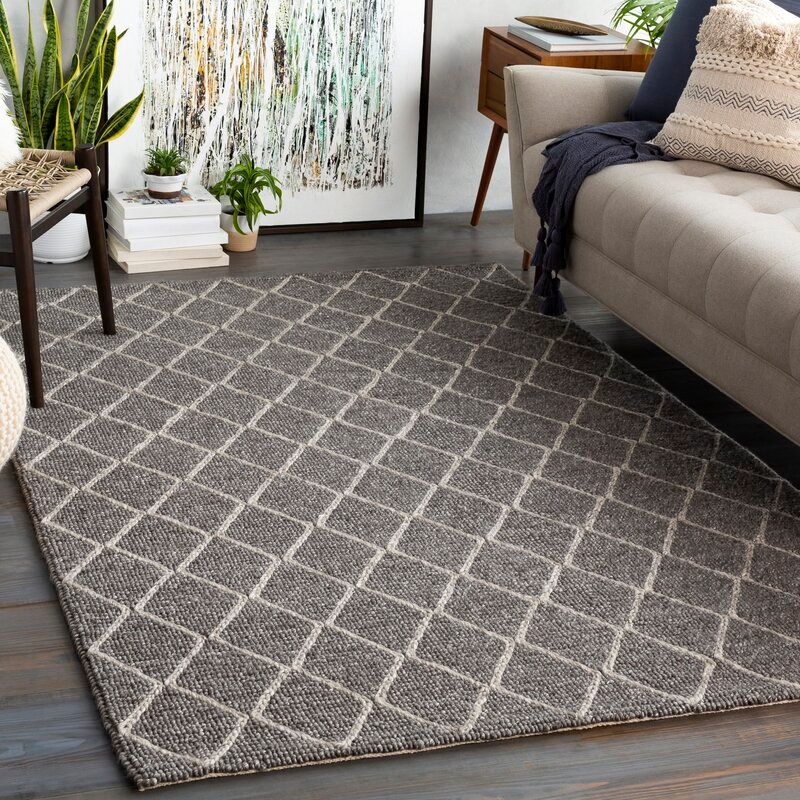Blarney Hand Woven Flatweave Charcoal Ivory Area Rug-9'x13' thumbnail 2