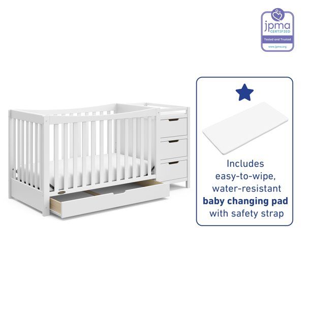 Graco Remi 4-in-1 Convertible Crib and Changer with Drawer-White thumbnail 3