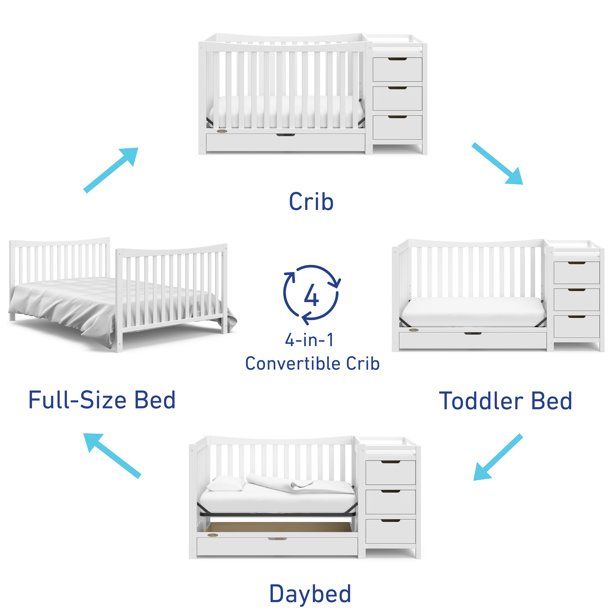 Graco Remi 4-in-1 Convertible Crib and Changer with Drawer-White thumbnail 4