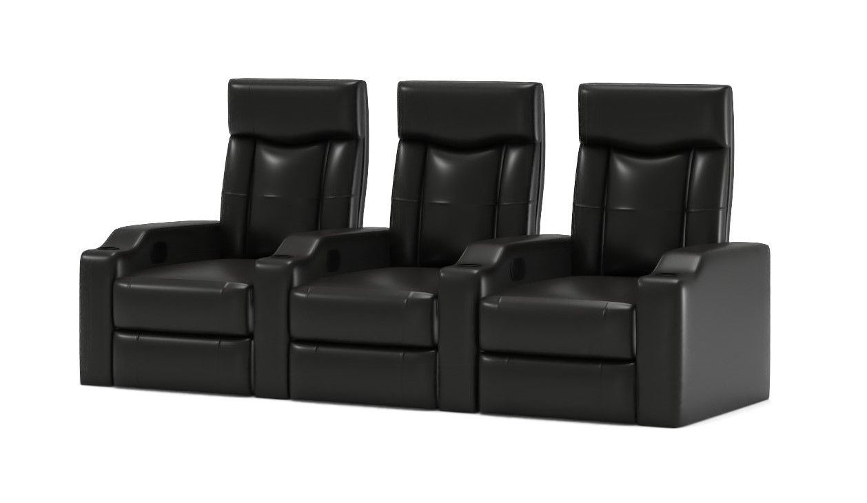 Wide Leather Match Home Theater Sofa with Cup Holder thumbnail 3