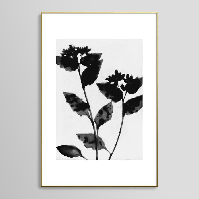 Black and White Moody Floral Framed Art Print with frame-24"x36" thumbnail 2