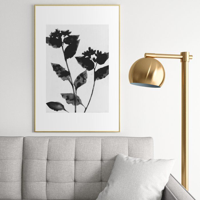 Black and White Moody Floral Framed Art Print with frame-24"x36" thumbnail 3
