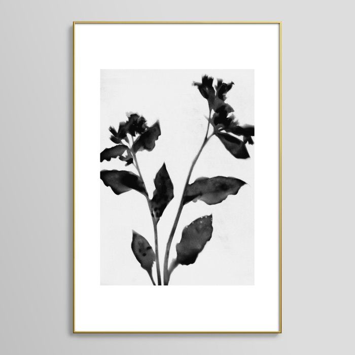 Black and White Moody Floral 2 Framed Art Print with frame-24"x36" thumbnail 2