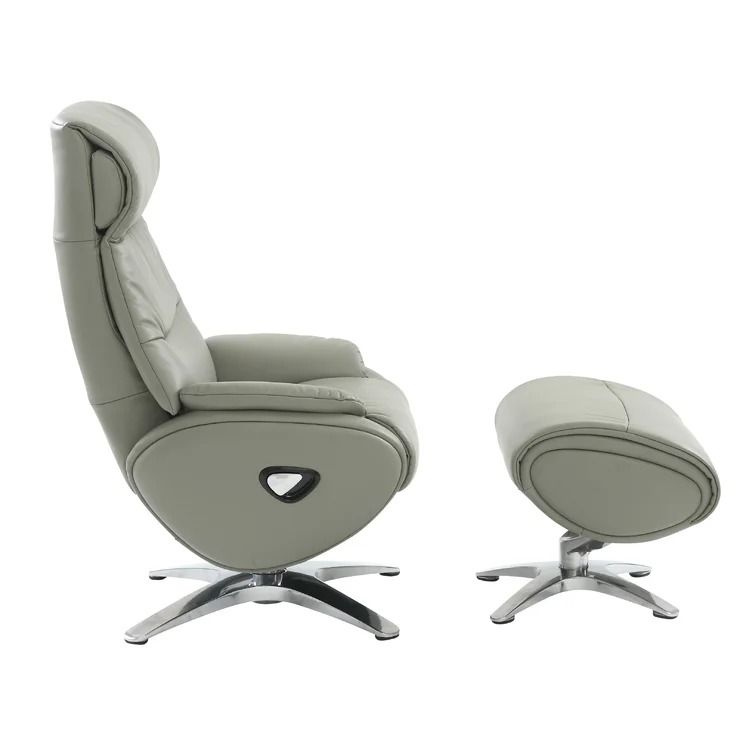 Solera Leather Match Manual Swivel Ergonomic Recliner with Ottoman thumbnail 3