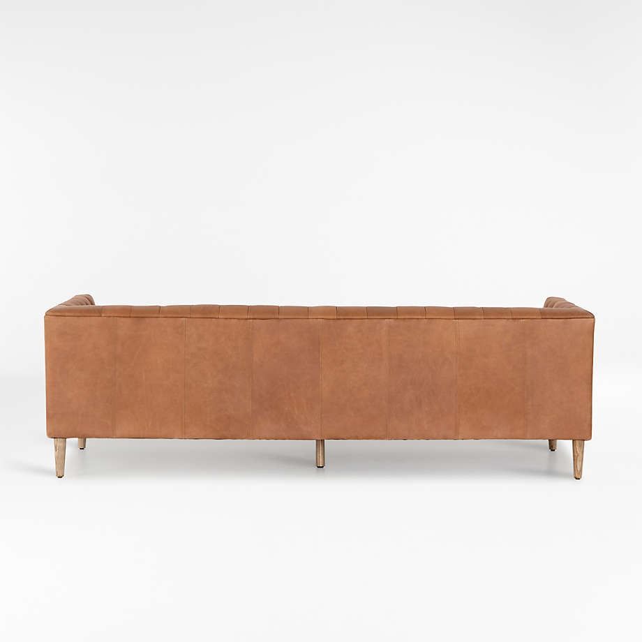 Rollins Natural Washed Camel Leather Button Tufted Sofa thumbnail 5