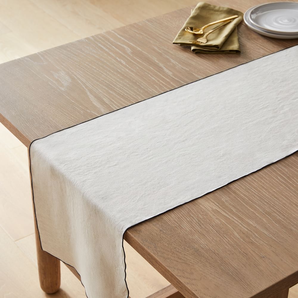 Merrowed Edge Table Runners Belgian Flax Black thumbnail 4