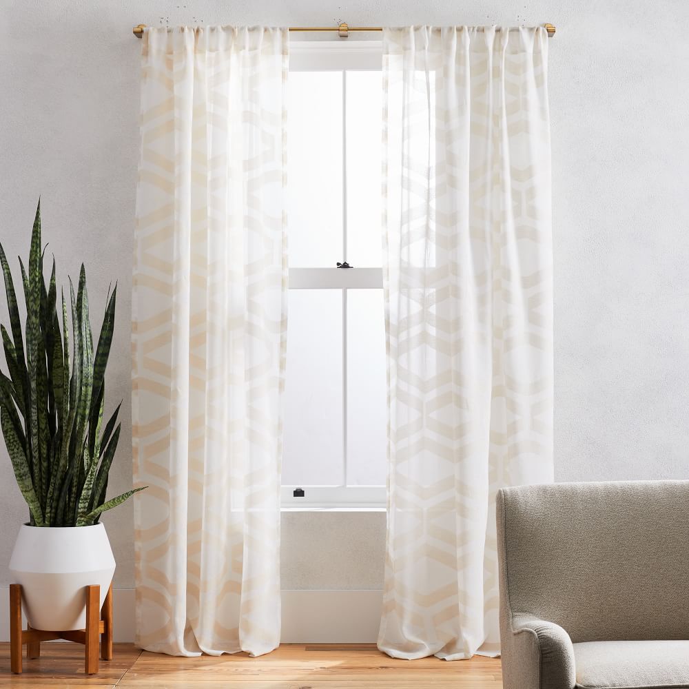 Semi Sheer Clipped Jacquard Curtain-96" thumbnail 4