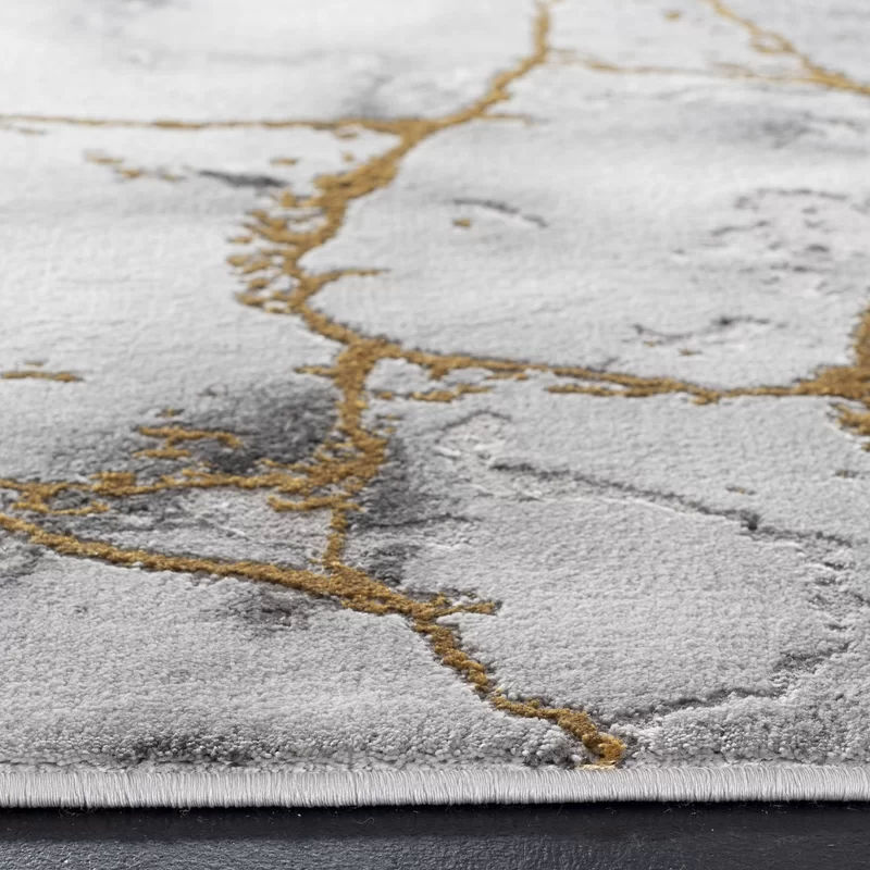 Coupland Abstract Gray/Gold Area Rug 9'x12' thumbnail 4