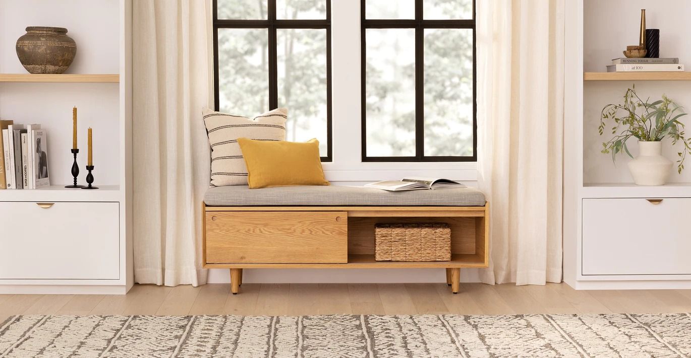 Nederin Rain Cloud Gray Oak Bench thumbnail 2