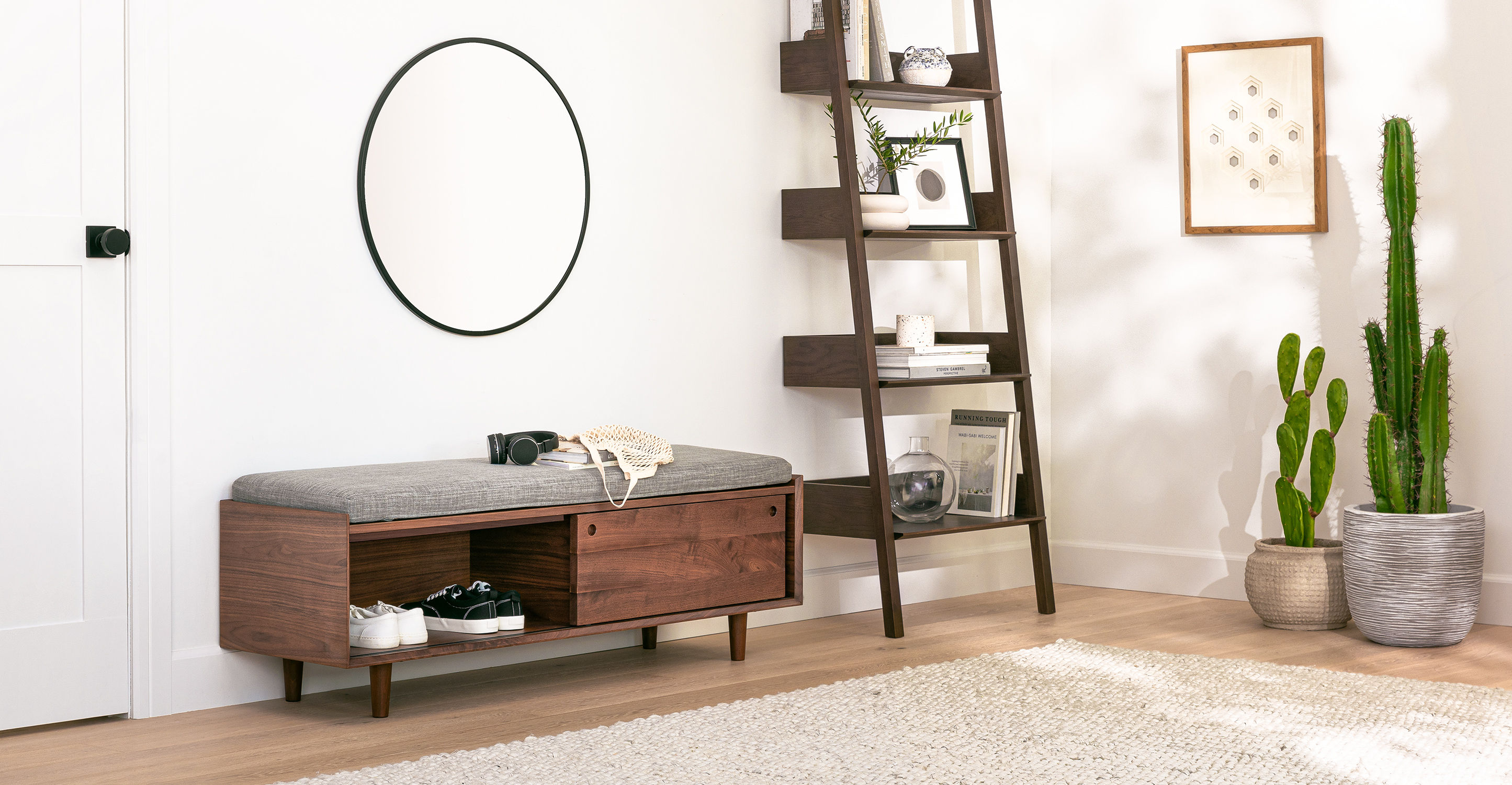 Nederin Pebble Gray Walnut Bench thumbnail 11