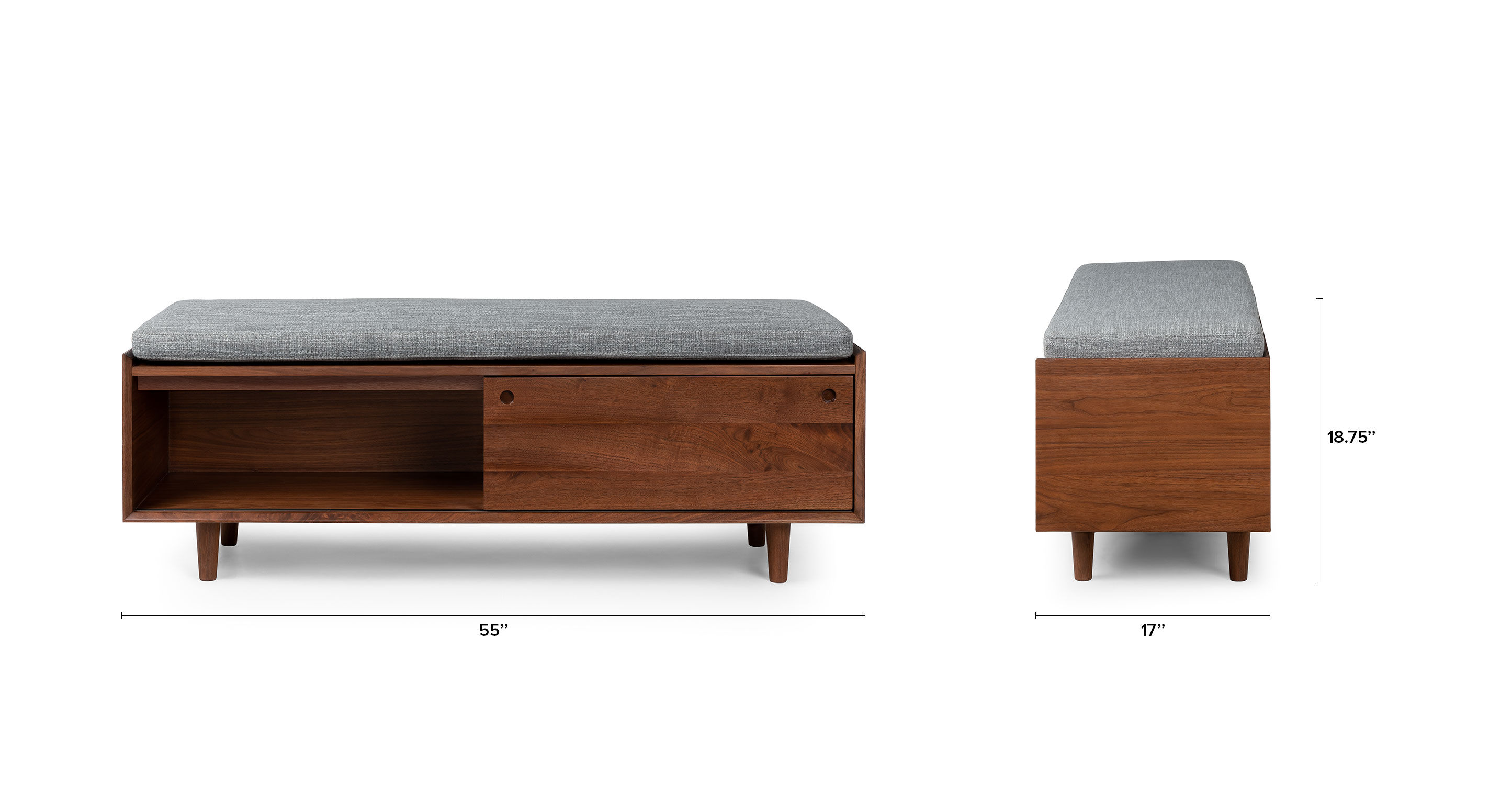 Nederin Pebble Gray Walnut Bench thumbnail 12