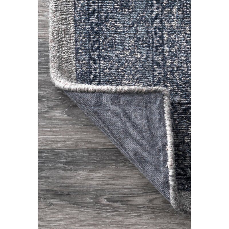 Aryana Oriental Handmade Wool Blue Area Rug 8'6"x11'6" thumbnail 3