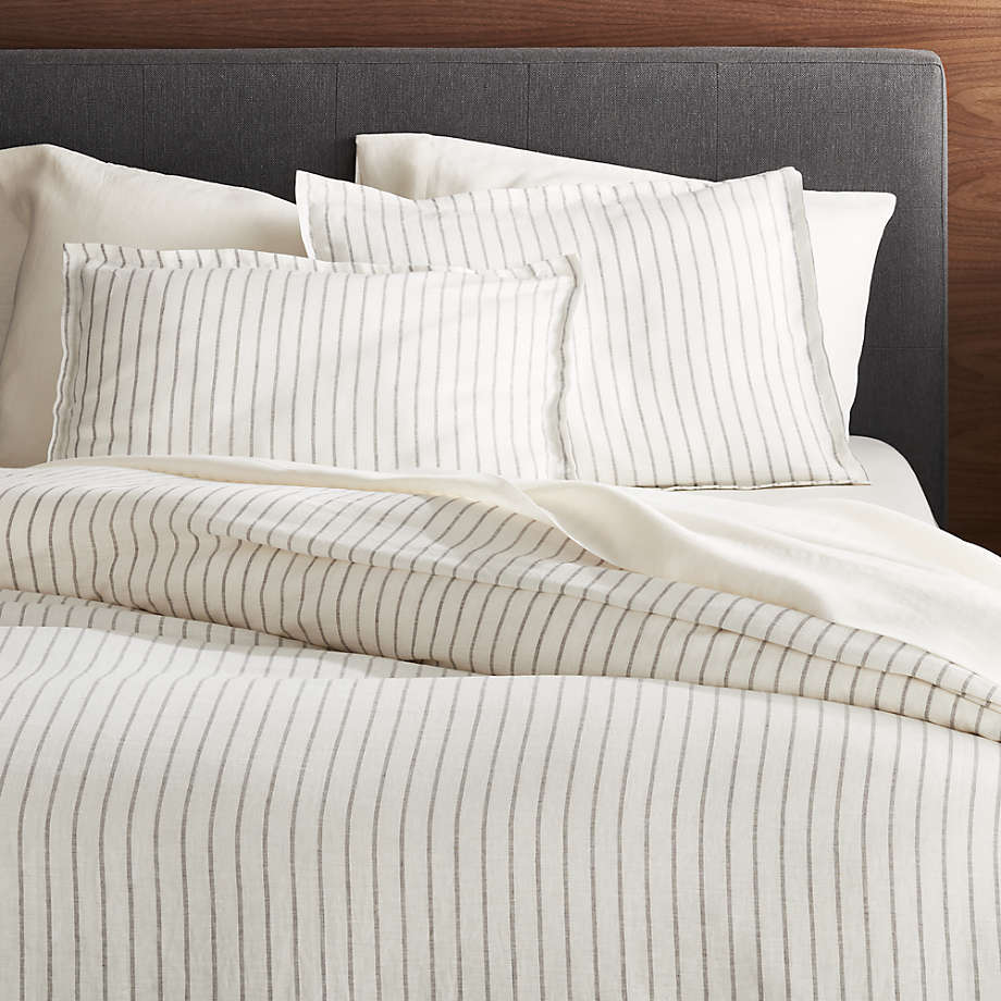 Pure Linen Wide Stripe Warm White Standard Pillow Sham No Insert-26"x20" thumbnail 4