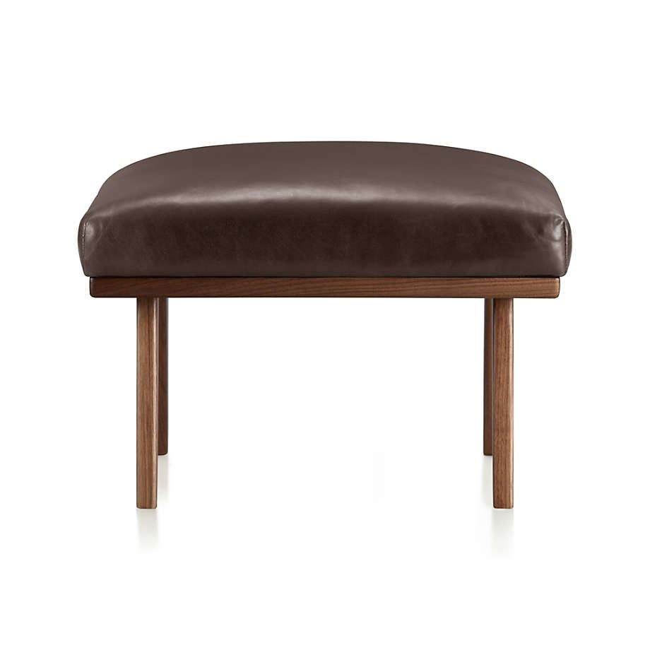 Cavett Leather Wood Frame Ottoman thumbnail 3