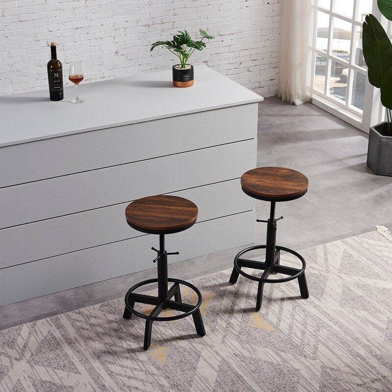 Vintage Adjustable Bar Stools Set Of 2 thumbnail 3