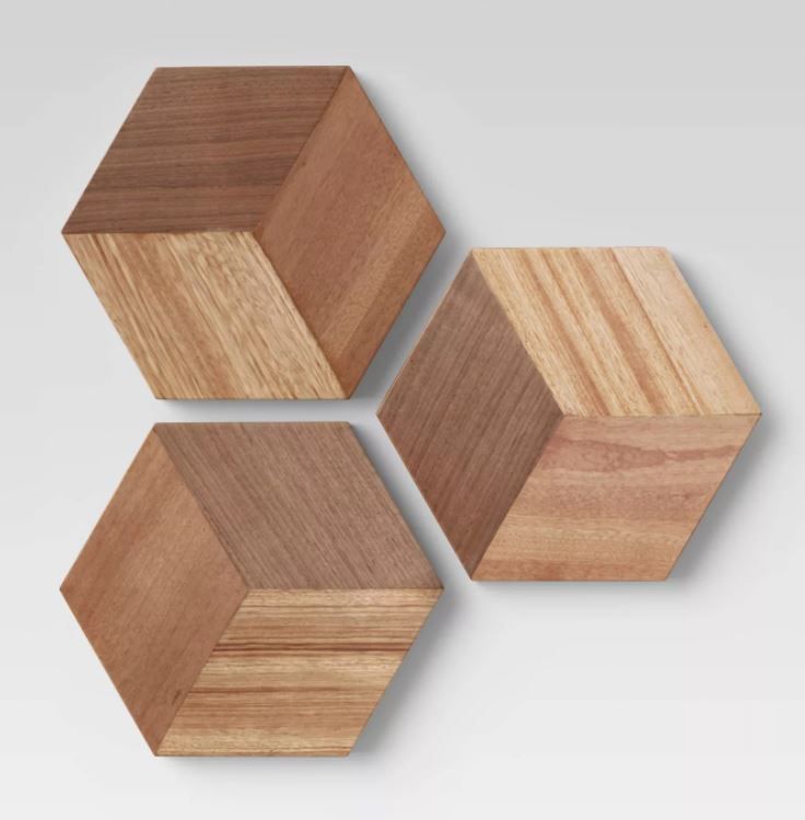 Set Of 3 Wood Tile Brown thumbnail 5