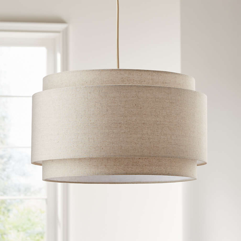 Avery Linen Double Drum Pendant Light thumbnail 2