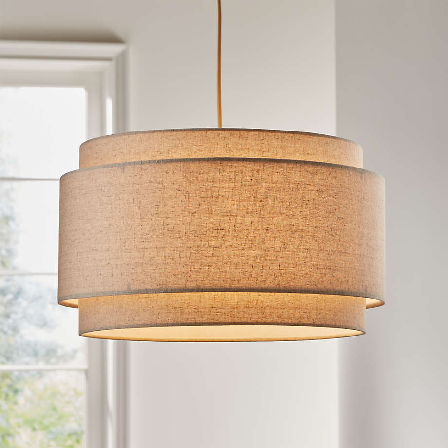 Avery Linen Double Drum Pendant Light thumbnail 3