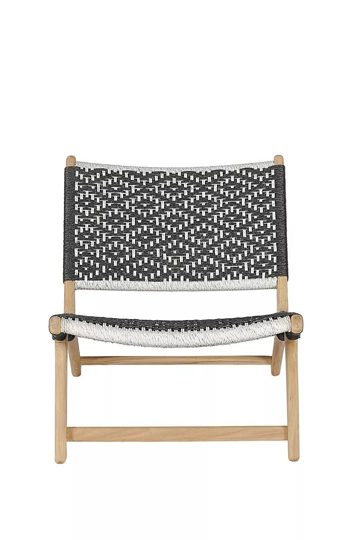 Havana Wicker Teak Armless Chair Black and White Diamond thumbnail 2